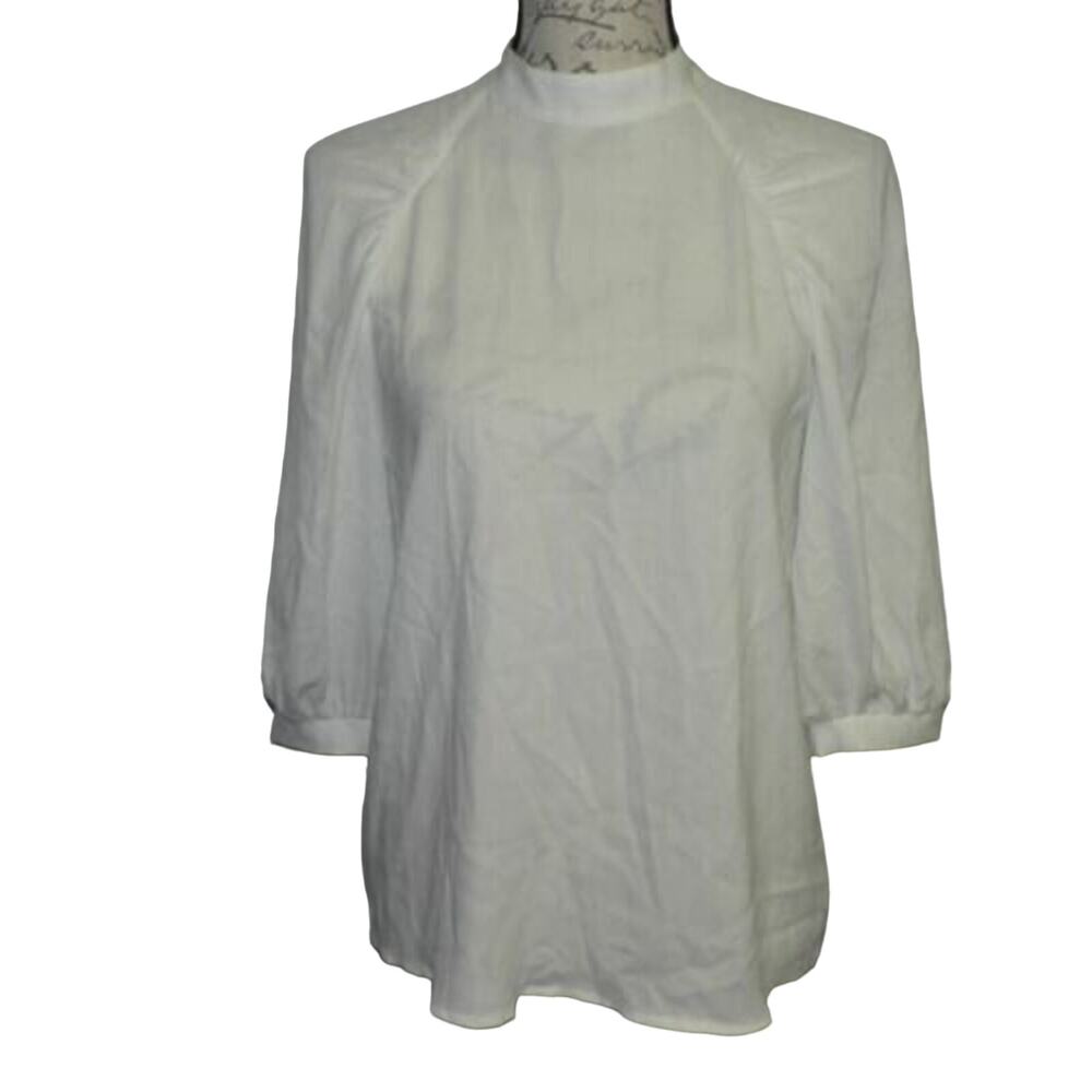 Halogen Women's Mock Neck Billowy Raglan Sleeve Blouse In White X-Small